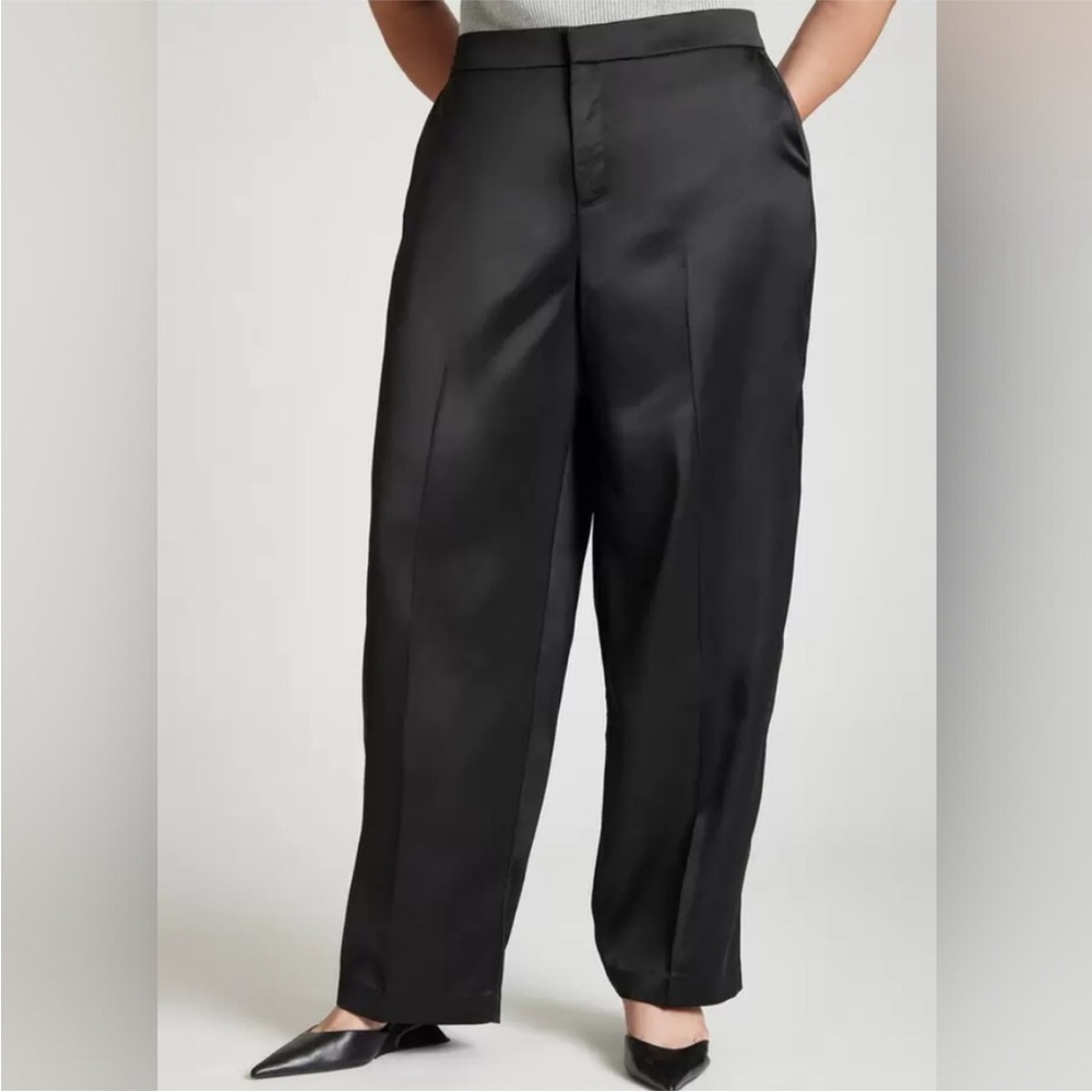 Eloquii black satin wide legs pants size 20 NWT